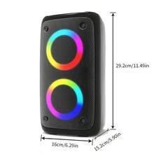 Wireless Speaker With Subwoofer, Large Powerful Speaker, Stereo Speaker, Outdoor Wireless Speaker, Party Disco Lights, With LED Atmosphere Lamp, TWS, MicroSD, AUX, MIC - Black - View 6