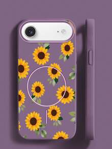 Custodia magnetica opaca per iPhone 17 Pro Max e 17 Air, custodia protettiva in TPU a forma di girasole, scocca morbida e antiurto - Viola - Visualizzare 13