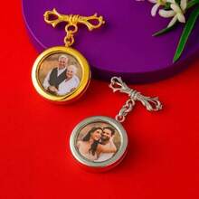Custom Photo Brooch Pendant | Wedding Bouquet Keepsake Jewelry For Bride & Groom - Round - Frosted - View 8