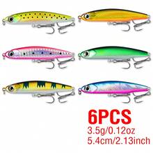 6Pcs Sinking Minnow Lure For Fishing 3.5g 5.5g 8g 12g 3D Eyes Fishing Swimbait Pencil Casting Lure With 2 Treble Hook