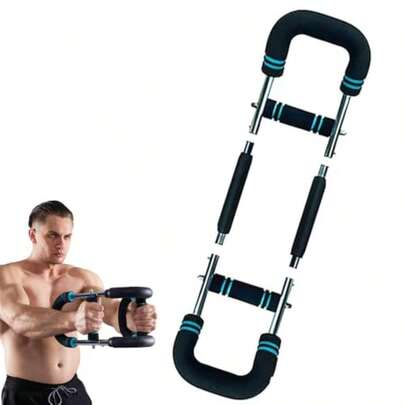 Arm Trainer Adjustable Spring Workout Bar For Chest Arms And Forearms Upper Body Strength Training Equipment For Men And Women Portable Home Gym Muscle Exerciser With AntiSlip Handles