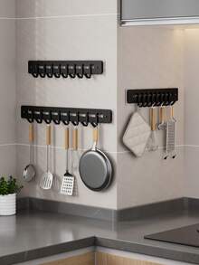 1个厨房挂钩，免钻孔多功能家用支架，壁挂式厨房用具收纳架，壁挂式收纳架，勺子，铲子，小锅，抹布，锅盖收纳架，现代家用和商用厨房收纳架。 - 彩色 - 查看 6