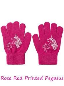 两双儿童秋冬户外运动手套，适合徒步、骑行、滑雪等运动，保暖舒适。可爱印花针织手套，男女童皆宜，防风防寒（适合4-10岁儿童）。 - 彩色 - 查看 9