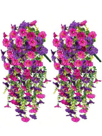 1/2PCS Artificial Morning Glory Vines, 29.52inches Lifelike Morning Lilies With Eucalyptus Leaves, Suitable For Indoor/Outdoor Decor, Wedding Decor, Front Doors, Porches, Terraces Decor, Spring & Summer Yard, Garden, Home Decoration