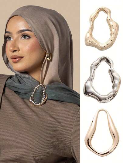 3PCS The New And Fashionable Asymmetrical Teardrop-Shaped Scarf Buckle Is Very Beautiful And Practical. It Is Multi-Functional And Can Be Used To Decorate And Fix Scarves And Headscarves