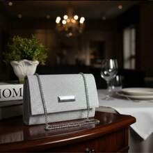 Set Of 2 Small Square Party Bags With Glitter - Handbag With Glitter - Promotion - Immediate Shipping - Màu xám đen - Xem 5