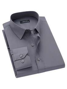 Men's Microelastic Dress Shirt For Work And Everyday Wear - Dark Grey - View 2
