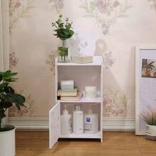 1 pieza Mesita de Noche de 3 Niveles con Diseño de Oso, Estante de Almacenamiento Blanco para Dormitorio, Sala, Oficina, Soporte para Libros y Teléfono, Ideal para Espacios Pequeños - Blanco - Ver 3