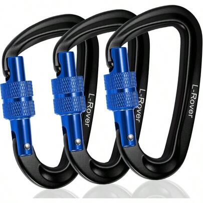 3 Heavy Duty Carabiner Clips 12kN 2697 LbsLightweight Locking Carabiners Securing Pets Camping, Hiking, Hammock Outdoor And Gym Etc, Keychains Utility