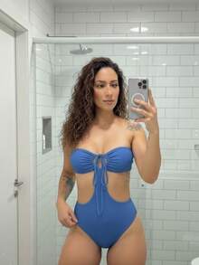 Body Laço Frontal com Recortes Laterais – Elegância e Sensualidade em um Modelo que Valoriza Cada Curva - Azul - Visão 2