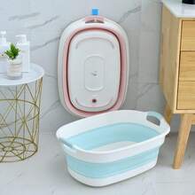 Batea plegable de silicona portátil y reutilizable, ligera, conveniente, duradera y práctica - Azul - Ver 2