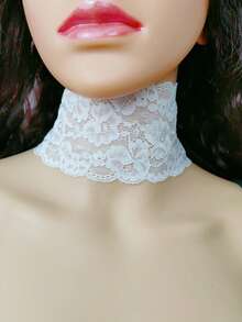 1pc Lace & Pearl Choker Necklace, Gentle Elegant Collar Necklace Chain Suitable For Daily Wear, Vacation, Wedding