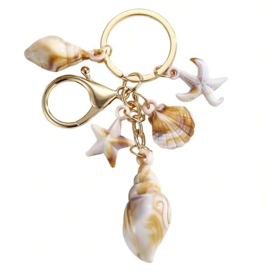 Fuqimanman2020 Seashell Conch Starfish Enameled Keychain Cute Seashell ...