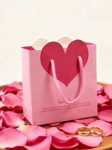 1个情人节纸质礼品袋，带提手，牛皮纸包装袋，适合趣味送礼、新奇礼物交换、情人节礼物包装、派对小礼品 - 彩色 - 查看 8
