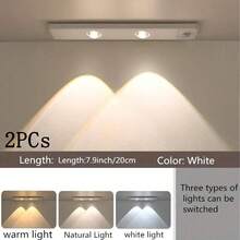 1pc/2pcs Smart LED Motion Sensor Light, USB Rechargeable PIR Sensor Wall Lamp, Ultra-Thin Cat Eye Hill Lamp Strip, 3 Lighting Modes Adjustable, Suitable For Kitchen, Wardrobe, Wine Cabinet, Shoe Cabinet, Bedroom Lighting