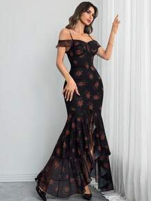 Đầm slip nữ phong cách Gothic thanh lịch cổ điển với họa tiết hoa nhí, nhiều lớp lãng mạn với đường viền bất đối xứng, phù hợp cho các buổi hẹn hò hàng ngày, lễ hội và kỳ nghỉ hè. - Nhiều màu - Xem 5