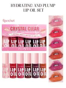 PEIEN Set de 6 aceites labiales con brillo espejo, nutritivos para dar volumen a los labios, de larga duración, adecuados para el cuidado de los labios de día y de noche, base de maquillaje - Multicolor - Ver 1