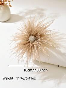 1件波西米亚复古风仿水晶羽毛胸针，夸张个性化优雅多功能羽毛胸针/发夹，适合女性日常、宴会、派对及任何场合佩戴。 - 淺咖色 - 查看 5