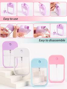 卡片式喷雾瓶香水喷雾器（45毫升），粉色和蓝色便携式卡片可灌装空瓶，适合旅行 | 可灌装乳液、空气清新剂、酒精、洗手液、香水瓶，适用于香水、洗手液和化妆品，包含保护壳，旅行必备，适合旅行、上学、度假露营、假日用品、旅行配件、女士迷你香水、男士香水、沙滩瓶。 - 彩色 - 查看 4