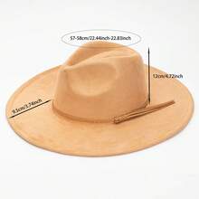 Men's Retro Fashion Wide-Brimmed Hat - Wide-Brimmed Fedora, Suede Western Hat Strap, Solid Color Retro Panama Hat - 黑色 - 查看 6