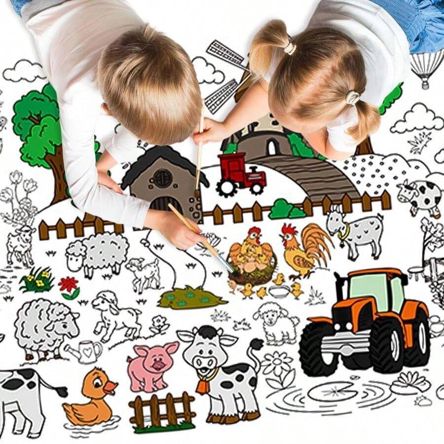 Meetcolor Happy Halloween Giant Coloring Poster, Large Halloween Crafts Coloring Paper Tablecloth Banner For Kids, 72 X 30 Inch Color-In Activities Party Games Birthday Party Supplies Decorations - Brown - View 1