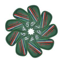 Lashonda 9 Peças Capas de Cabeça de Tacos de Golfe, Conjunto de Ferros, Material de PU, Branco e Verde