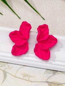 1pair Fashionable Matte Flower Element Stud Earrings, Suitable For Travel, Beach, Party, Outdoor Activities Valentines,Mom,Mother,Mother's Day,Gift - Silver - View 7