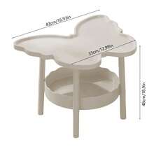 Cyber Monday 2 Tier Modern Multifunctional Butterflies Shaped Side Table, Coffee Table With Layered Storage Shelf Bedside Table Study Desk For Living Room Bedroom Office, Thanksgiving Christmas Decorations For Home - White - View 4