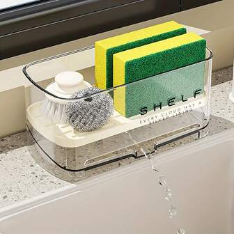 Kitchen Sink Draining Rack - Detachable Draining Plate, Kitchen Countertop Storage Rack, Used For Sink, Rags, Brushes - Compact Kitchen Organizer Suitable For Small Spaces, Sink Storage Rack, Plastic Sink Holder, Drying Rack, Soap Sponge Rack, Kitchen Supplies