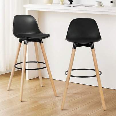 Equipped With A Circular Footrest High Foot Bar Stool, Available In Black, Gray, And White Colors For Online Aesthetics, Simple And Modern Style Suitable For The Scene