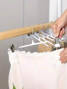 Hangers With Adjustable Clips And Swivel Hook, Heavy Duty Non-Slip Skirt Hangers For Closet Storage, Space Saving Clothes Hangers For Socks, Dress, Jacket, Bathroom And Bedroom Accessories - Multicolor - View 6