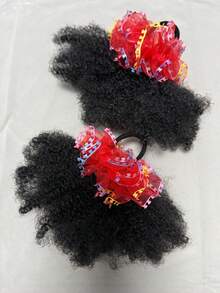 2 SET/PACK Kids Hair Buns Kids Afro Puff Soft Hair Marley Kinky Bulk For Hair Girl With Elastic - Natural Black - View 12