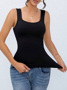 Women's Shapewear Camisole, Body Shaping Tight Waist Sleeveless Top - Black - View 5