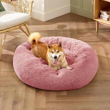 Calming Dog Bed For Medium Dogs Donut Washable Medium Pet Bed 30 Inches AntiSlip Round Fluffy Plush Faux Fur Cat Bed Fits Up To 45 Lbs Pets Mauve Blush Ideal For Cozy Resting In Living Rooms Bedrooms And Travel Provides Comfort And Support For AnxietyProne Pets - 30長x30寬x8英寸 - 查看 4