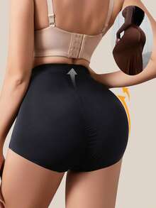 1件装收腹塑形内裤高腰塑形内裤束腰带塑身衣女士塑身裤女士内衣无痕女士内裤提臀 - 杏色 - 查看 4