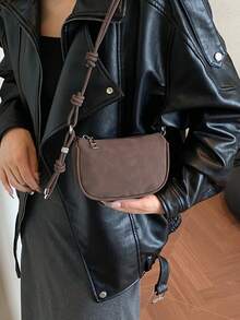 Bolso de mano mini de grano de litchi, nuevo bolso cruzado compacto de moda diaria para mujer - Café - Ver 3