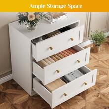 3-Drawer Nightstand, Modern Wooden Bedside Table With Gold Round Knobs, Elegant Accent Chest For Bedroom, Living Room, Hallway, Or Closet - trắng - Xem 6