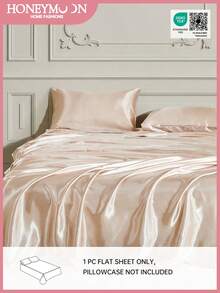 1件装高级丝滑缎面床单，柔软透气，不易起皱，提升睡眠质量，奢华酒店风格，送给父母朋友的礼物，香槟色，深口袋床单，柔软透气，适用于各种尺寸的床——单人床、双人床、特大号床、大号床，通过Oeko-Tex认证