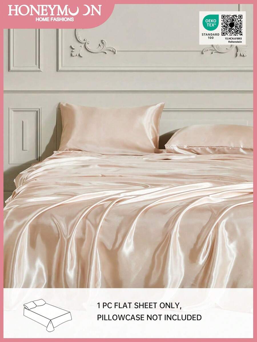 1件装高级丝滑缎面床单，柔软透气，不易起皱，提升睡眠质量，奢华酒店风格，送给父母朋友的礼物，香槟色，深口袋床单，柔软透气，适用于各种尺寸的床——单人床、双人床、特大号床、大号床，通过Oeko-Tex认证