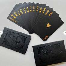 1 Pair 24K Gold Plated Waterproof Flexible Playing Cards With Box, Stylish Design, Suitable For Parties, Games, Gifts And Celebrations, Black & Red Playing Cards - Multicolor - View 4