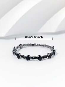 1pc Goth Style Rhinestone Embellished Bracelet, Suitable For Daily Wear - Black - View 4