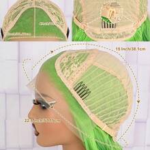 13x4 Green Highlights Curly Lace Front Wigs For Women Body Wavy Long Hair Ombre Green Wig Pre-Plucked Wear And Go 28 Inch Glueless Synthetic Lace Front Wigs For Halloween Daily Party Wig - 綠色 - 查看 9