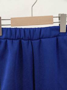 Boys' Letter Print Baseball Jacket And Pants Set - Blue - View 6