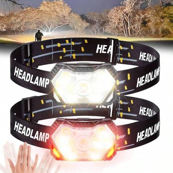 1pc USB Rechargeable LED Headlamp Flashlight - Super Bright, 6 Lighting Modes, Compact & Portable For Hiking, Walking, Fishing, And Emergency Nighttime Use, Flashlight Rechargeable