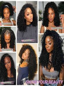 Burmese Curly Half Wig, Spiral Curl Ends, No Glue Needed, Reversible, Beginner-Friendly, Easy To Wear, Drawstring Design, No Glue Or Sewing Required, Natural Color, Easy To Install - SNatural - View 3