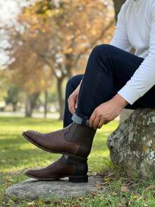 Botas chelsea vaqueras para hombre en piel color negro-rojo y cafe con Grabado pitón, estilo western moderno, elegantes y cómodas para toda ocasión Botines De cuero Botin - Marrón - Ver 4