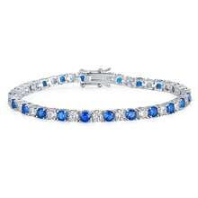 1pc Minimalist 925 Sterling Silver Cubic Zirconia Geometric Square Tennis Chain Bracelet For Women, Versatile For Daily Wear, Gift, Party, Vacation, Valentine's Day - Blue - View 10