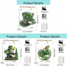 1/3件装亚克力四叶草装饰品，波西米亚风格，带巫师帽和小矮人图案，适合家居、办公室、爱尔兰主题幸运装饰，2D - 多色 - 查看 6