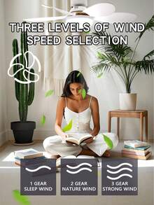 250毫米（20.5英寸）大型吊扇灯，带遥控器，40瓦灯座，E26灯头，三档风速，3000K-6500K可调光，带灯座延长杆，适用于浴室、厨房和小房间 - 均碼 - 查看 7