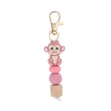 1pc 3D Silicone Monkey Beaded Keychain - Novelty Keyring, Lobster Clasp Pendant, Suitable For Backpack Hanging, Key Ring, Gift For Men And Women - Multicolor - View 14